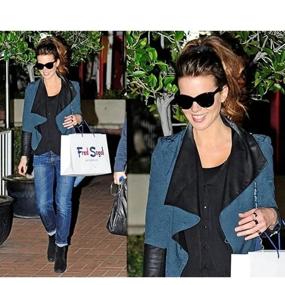 795$ HELMUT LANG Perma COMB DUSTY Sapphire JACQUARD Jacket GOAT LEATHER - Picture 2 of 16